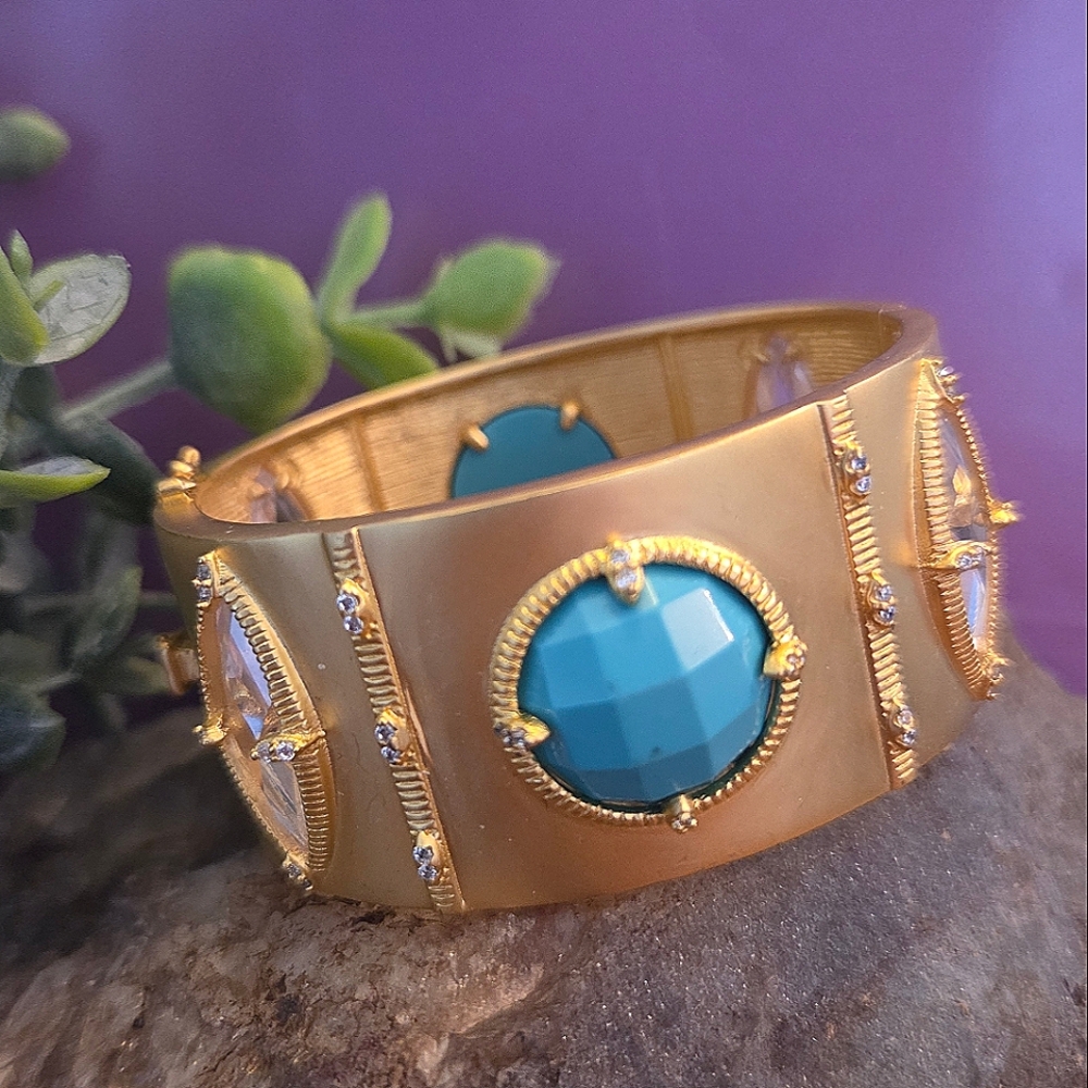 Stunning Freida Rothman Bracelet Amazonian Bangle Turquoise